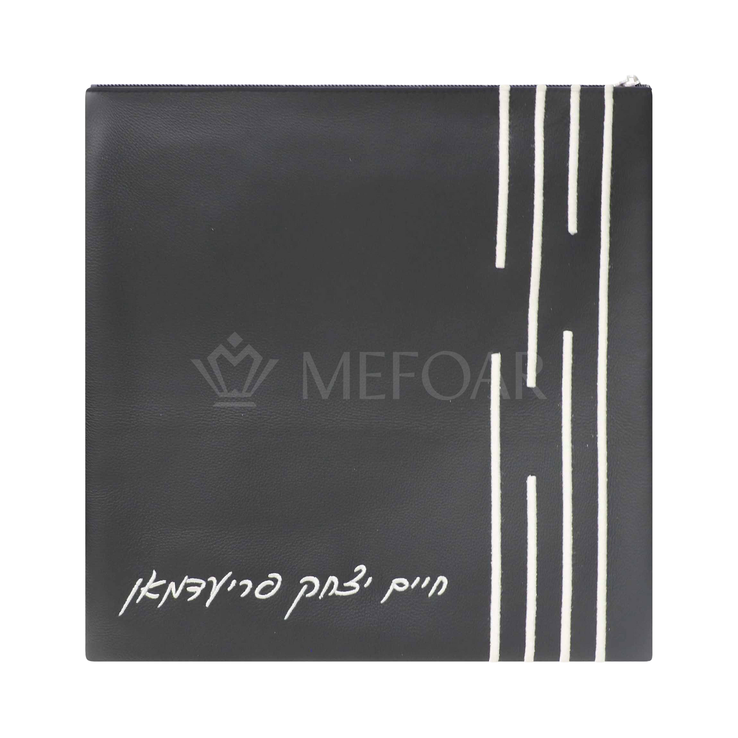 Tallis and Tefillin Bag Design #648 - Solid Black Leather - Tallis Bags view 2 | Judaica Square Lakewood