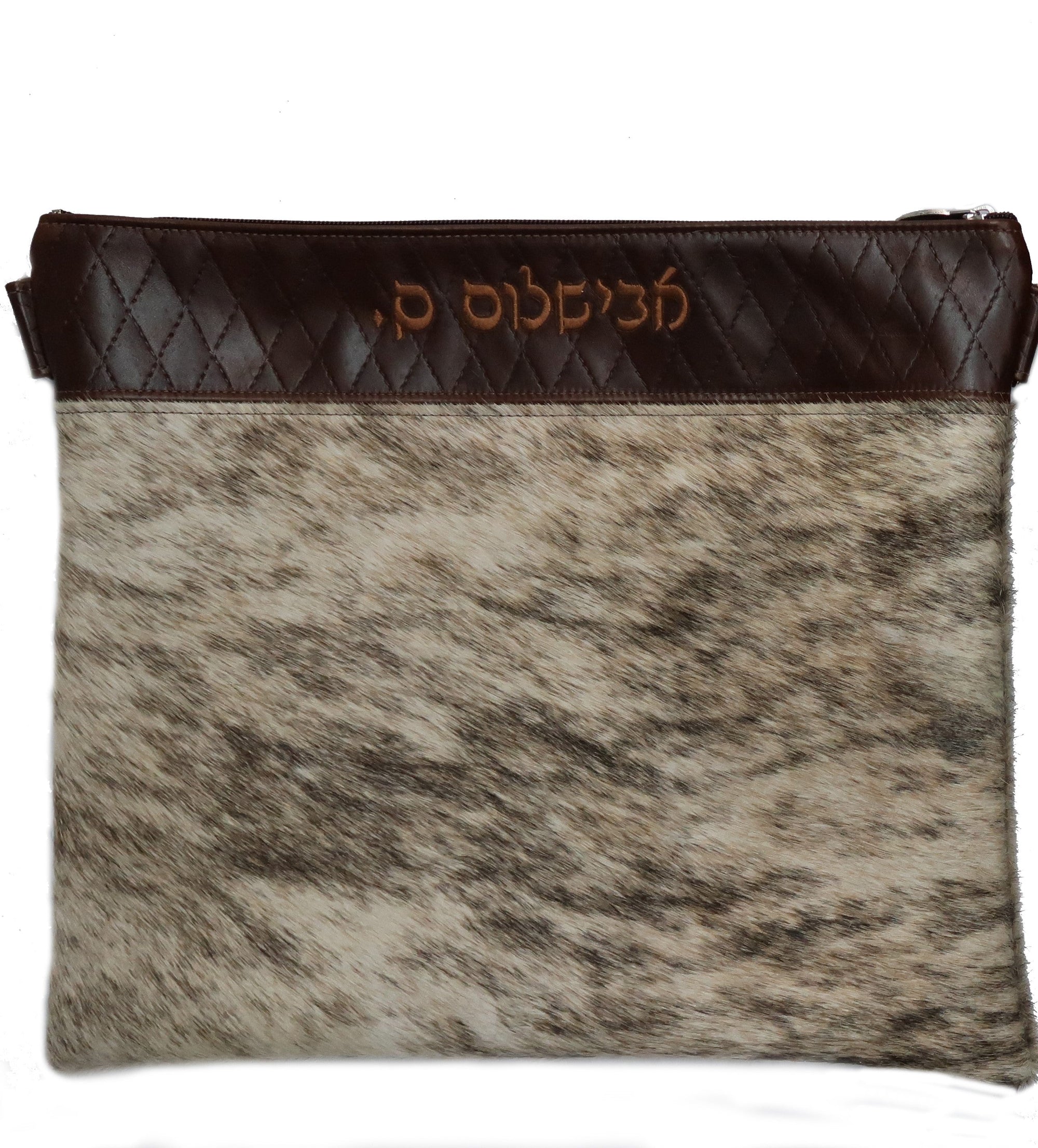Prestige Leather Tallit & Tefillin Bag — Diamond Design, Regal Collection (650F-BR3)