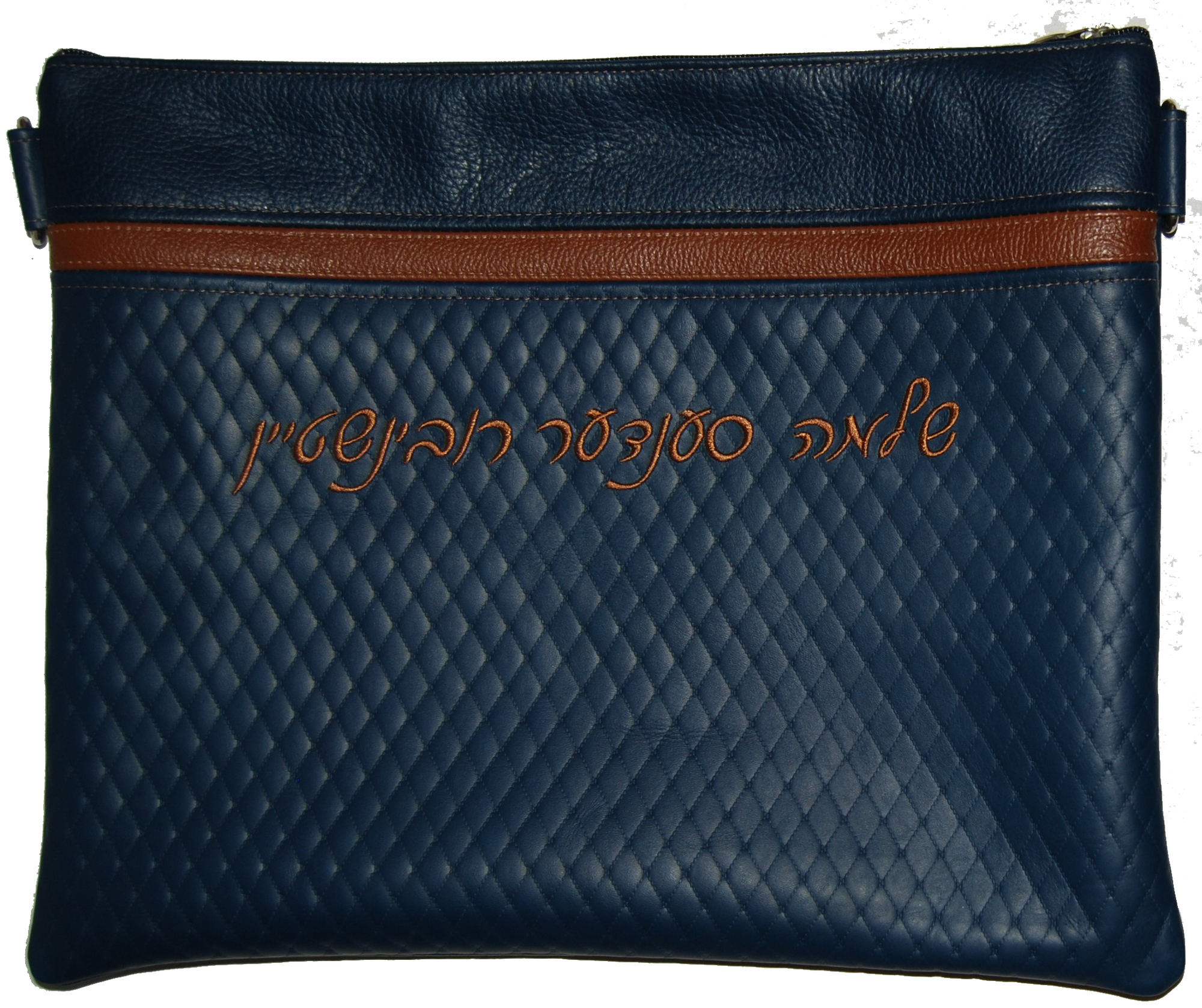 Prestige Leather Tallit & Tefillin Bag — Diamond Design, Exclusive Collection (675G-Cobalt)