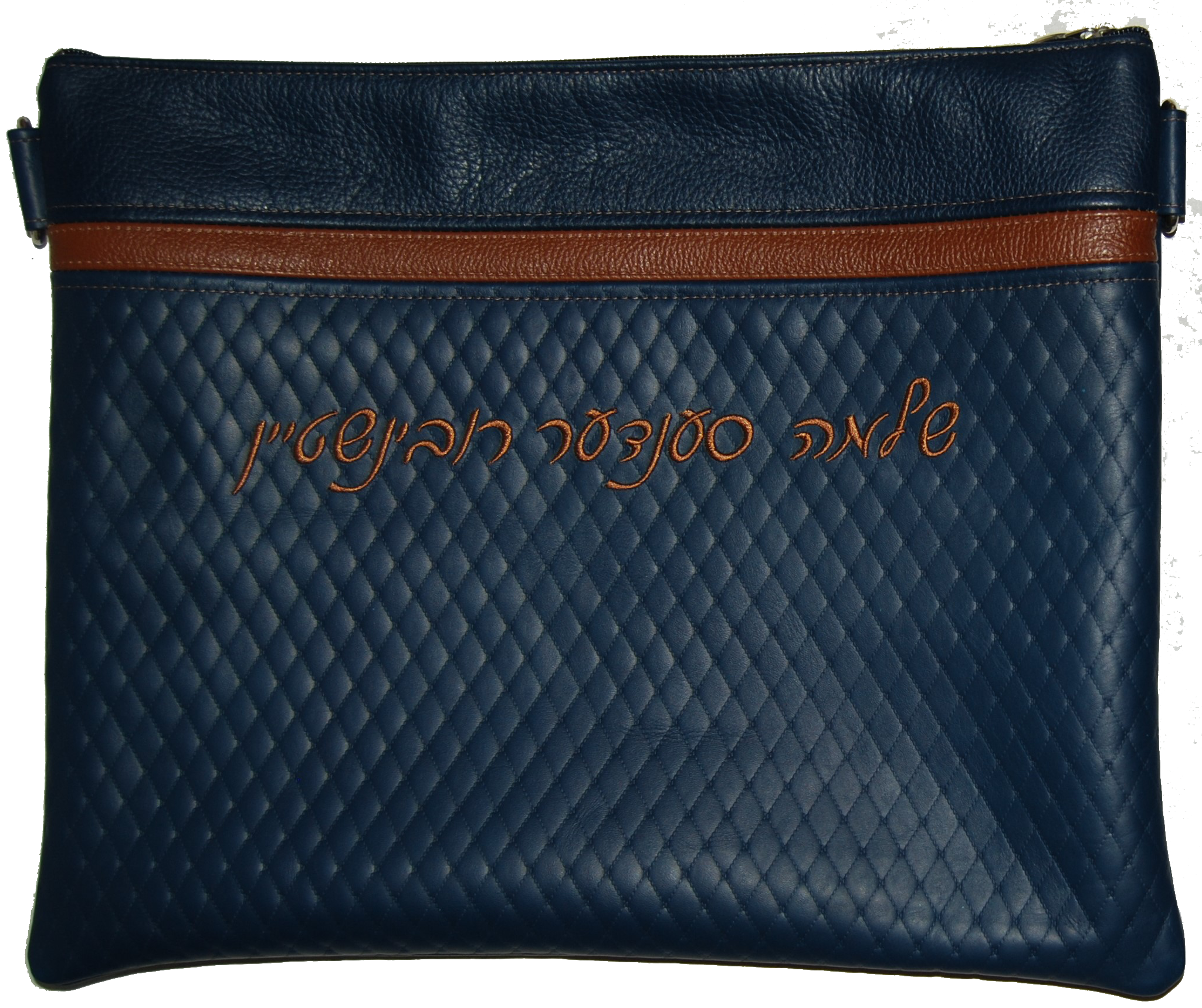 Prestige Leather Tallit & Tefillin Bag — Diamond Design, Exclusive Collection (675G-Cobalt)