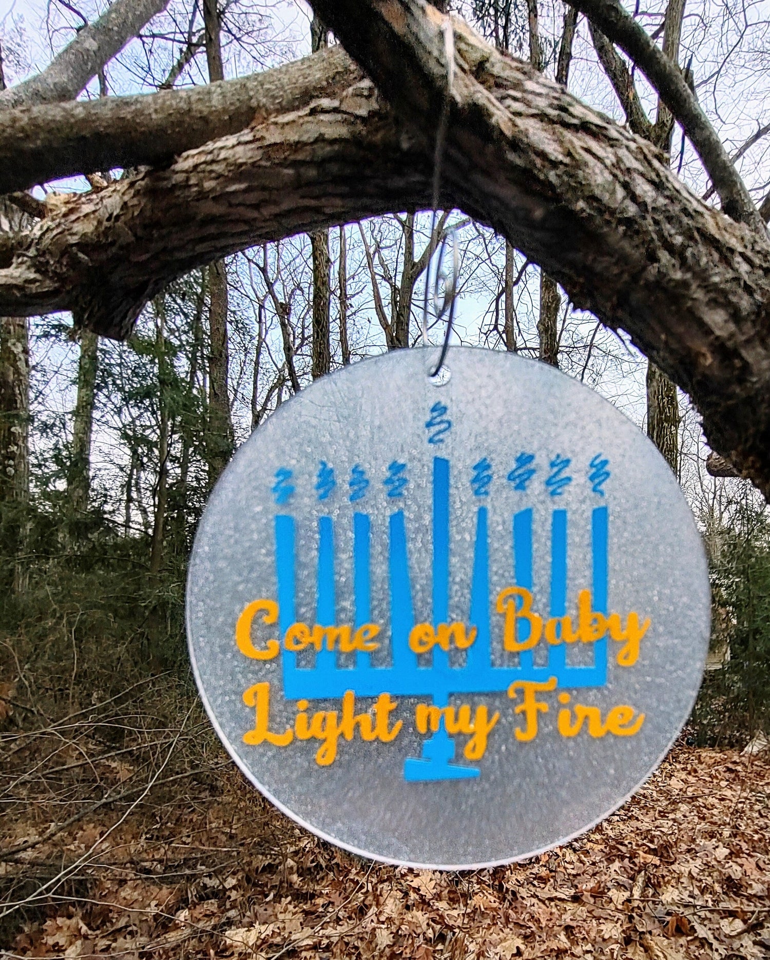 Menorah Ornaments — hand-painted wood hanging decorations on twine | Judaica Square Lakewood (view 6)