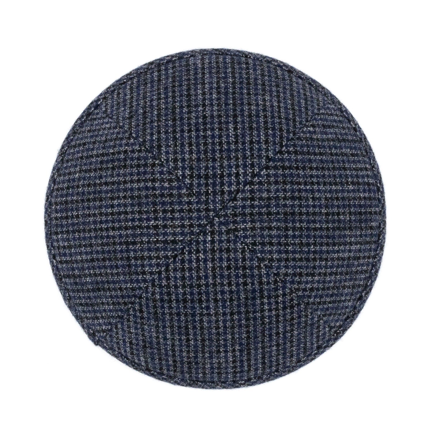 Navy Yarmulka Kippah - side view showing six-panel design