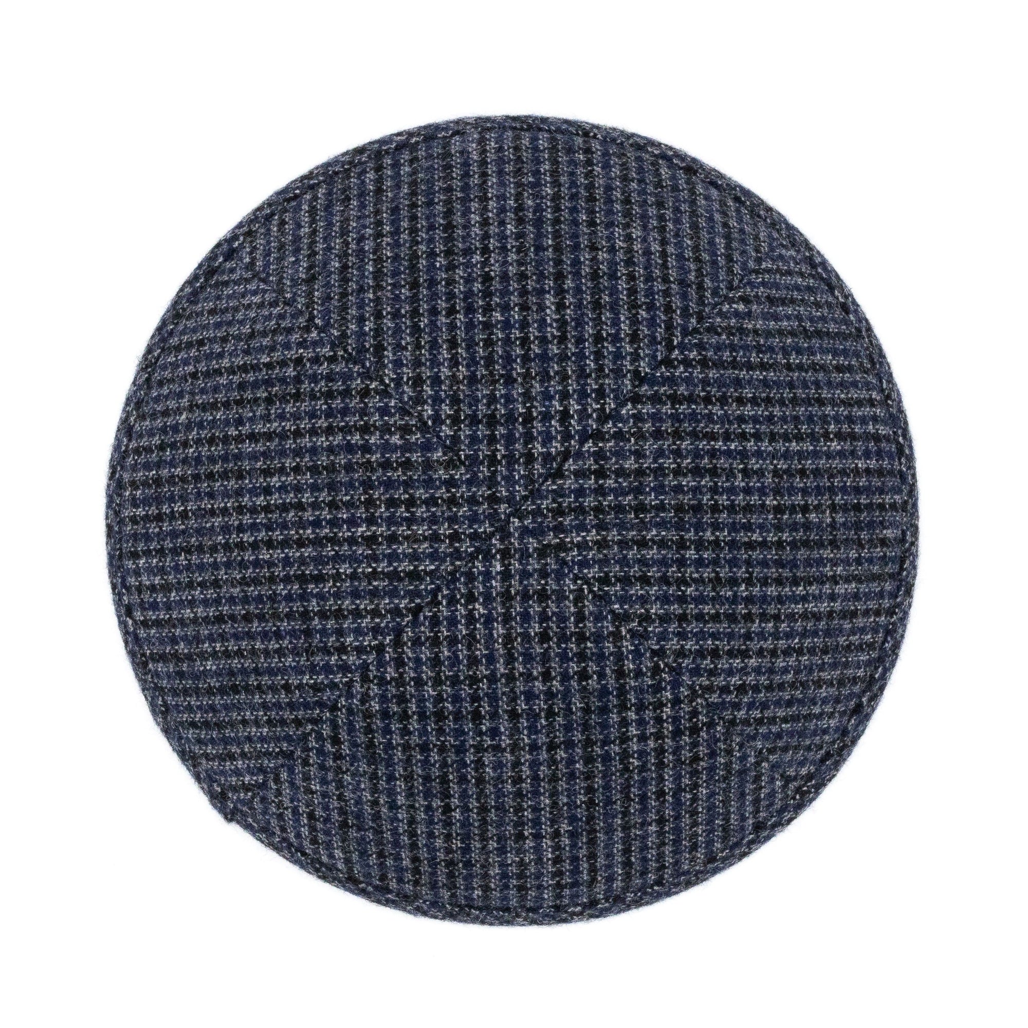 Navy Yarmulka Kippah - side view showing six-panel design