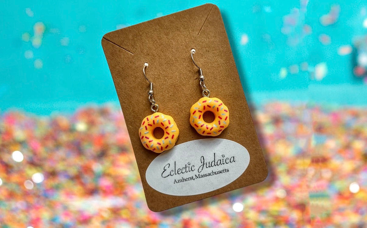 Sprinkle Donut Earrings — frosted donuts with rainbow sprinkles | Judaica Square Lakewood (view 11)