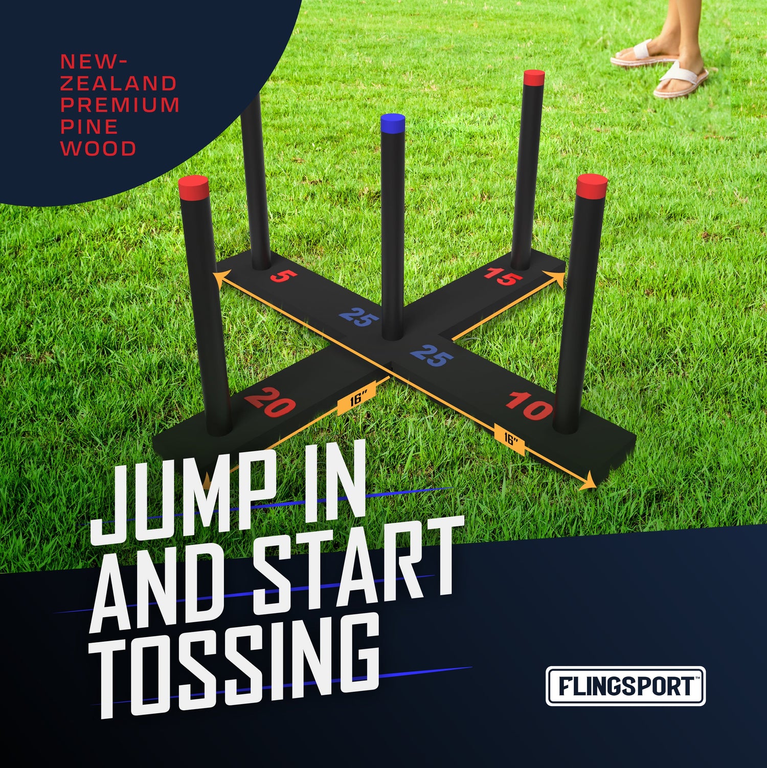 FlingSport Ring Toss Game - Classic Outdoor & Indoor Family Game — product view, view 6 | Judaica Square Lakewood