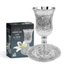 Seven-ounce silver-plated Kiddush cup with matching round tray
