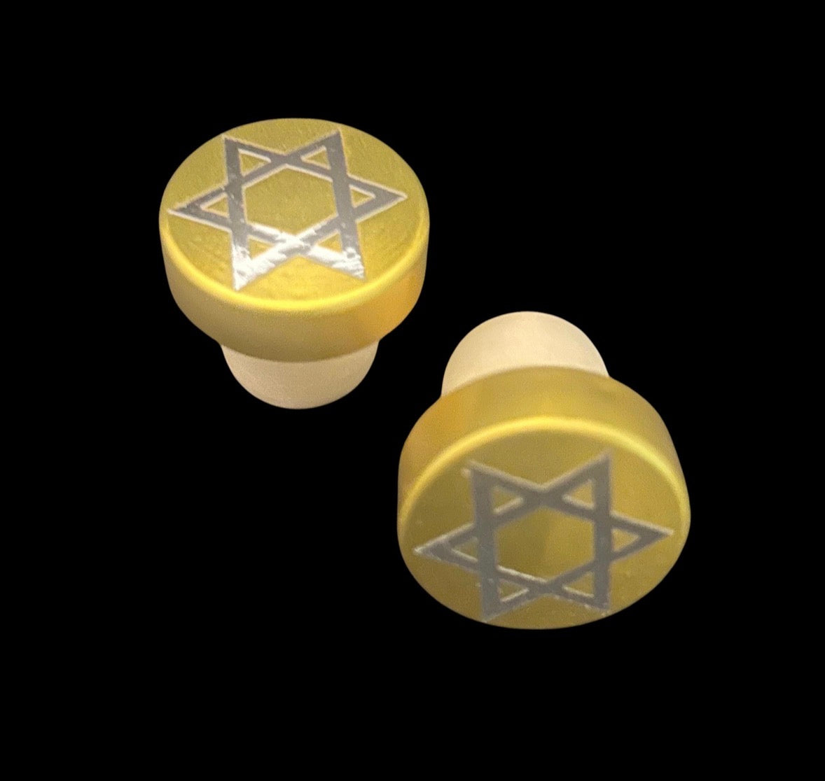 Star of David wine stopper — metallic wooden cork bottle top with vinyl star | Judaica Square Lakewood (view 8)