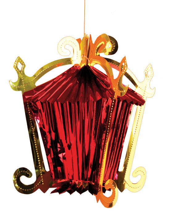 Chinese House Foil Hanging Decoration - Pack of 12 - Red  (71197 GR)