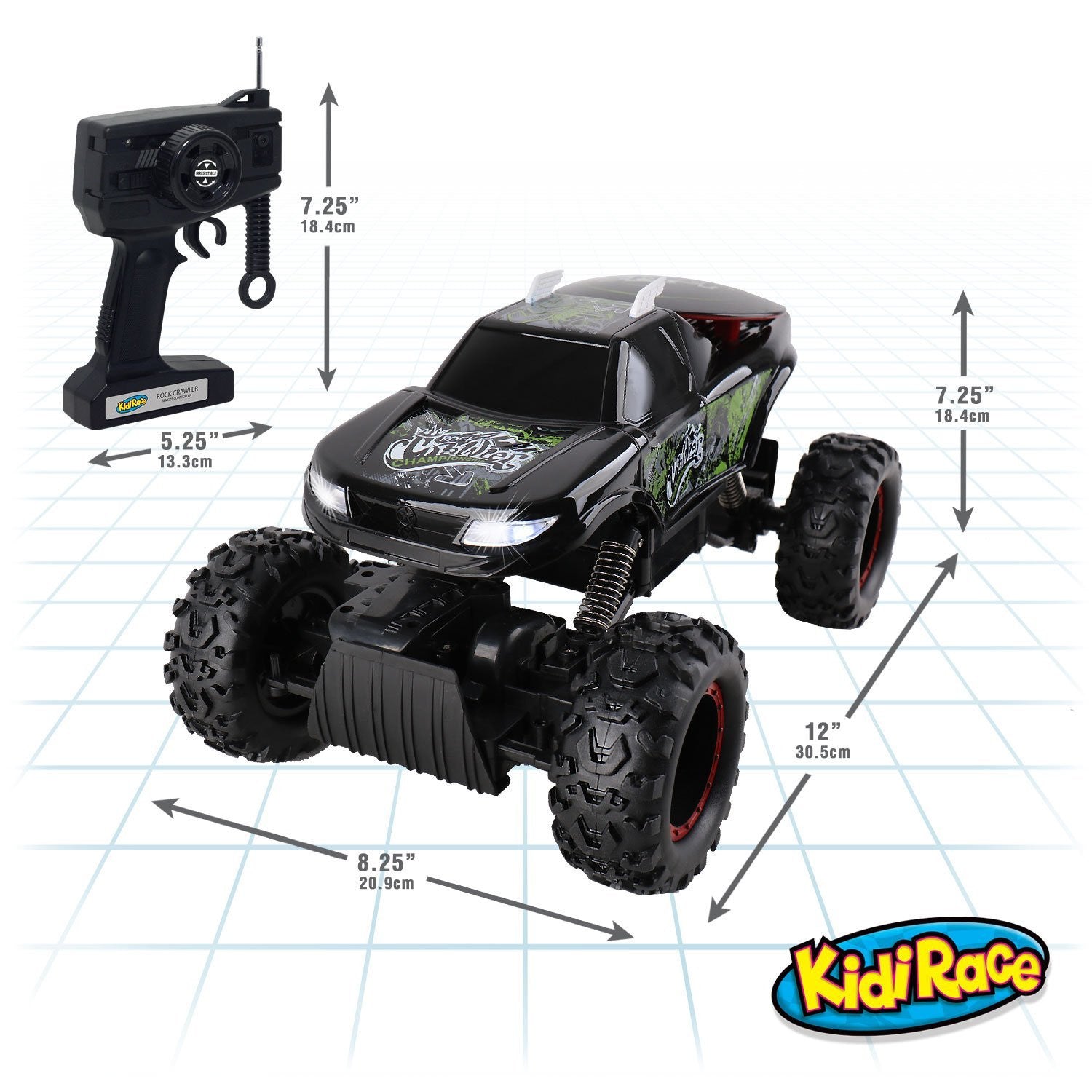 KidiRace All-Terrain RC Rock Crawler, Black — truck, view 6 | Judaica Square Lakewood