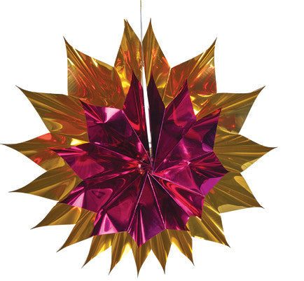 Pink and Gold Pleated Star - Pack of 12 - 12" (71262)