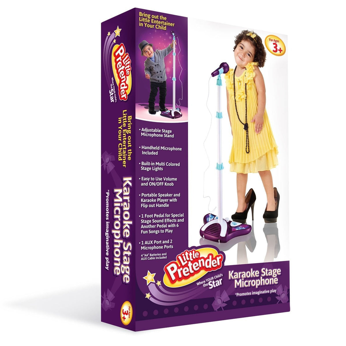 Little Pretender Kids Karaoke Machine with 2 Mics & Adjustable Stand — stage lights, view 5 | Judaica Square Lakewood
