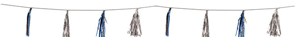 9 pc blue/silver Tassel Banner, 9' long - Pack of 12 (71711)