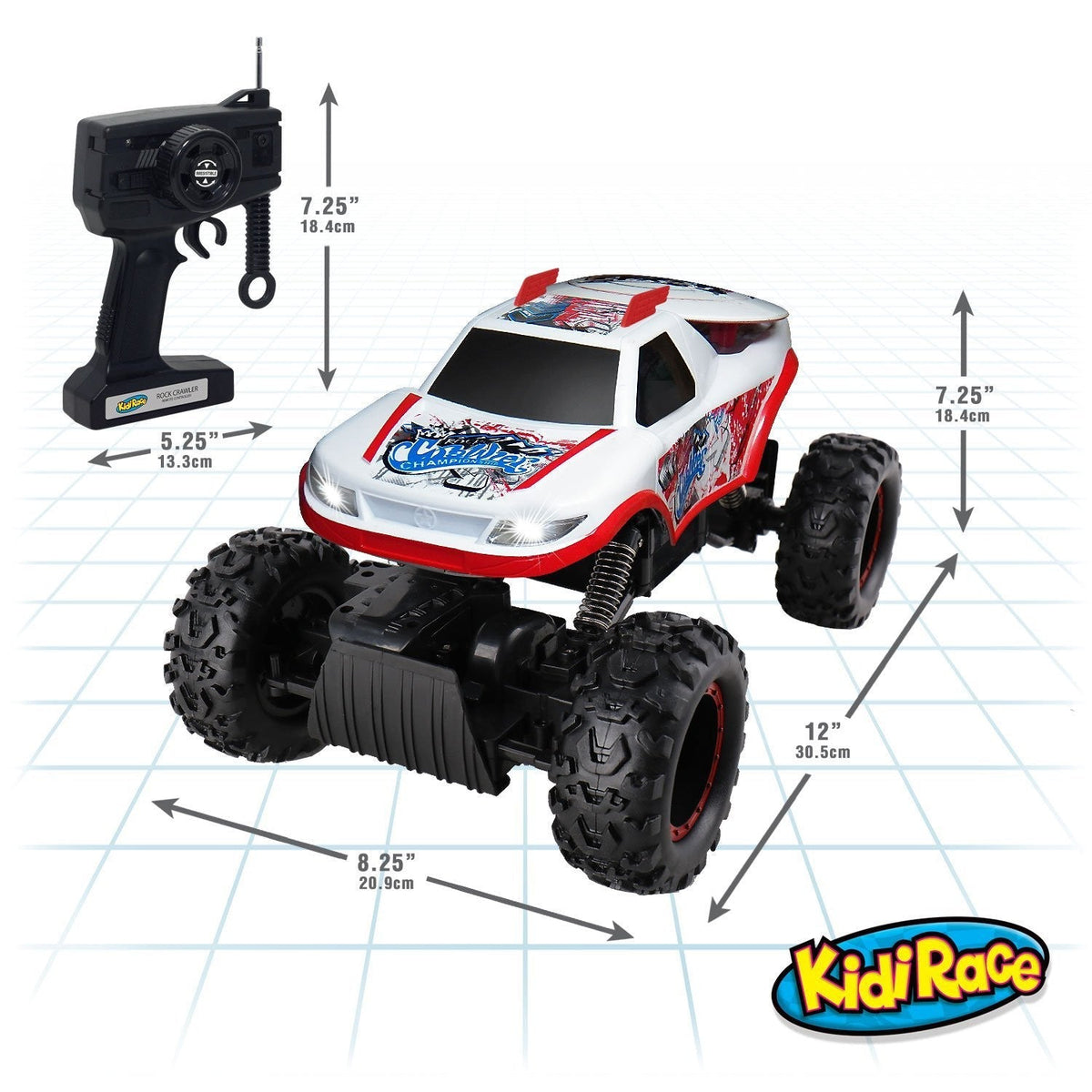 KidiRace All-Terrain RC Rock Crawler, White — truck, view 8 | Judaica Square Lakewood