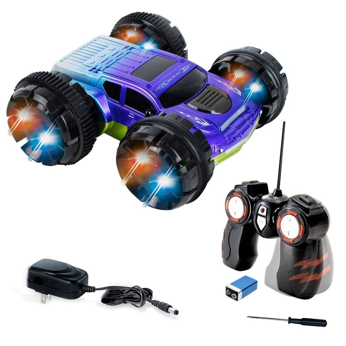 KidiRace RC 360 Stunt Car, Blue - Double-Sided Remote Control Car — product view | Judaica Square Lakewood