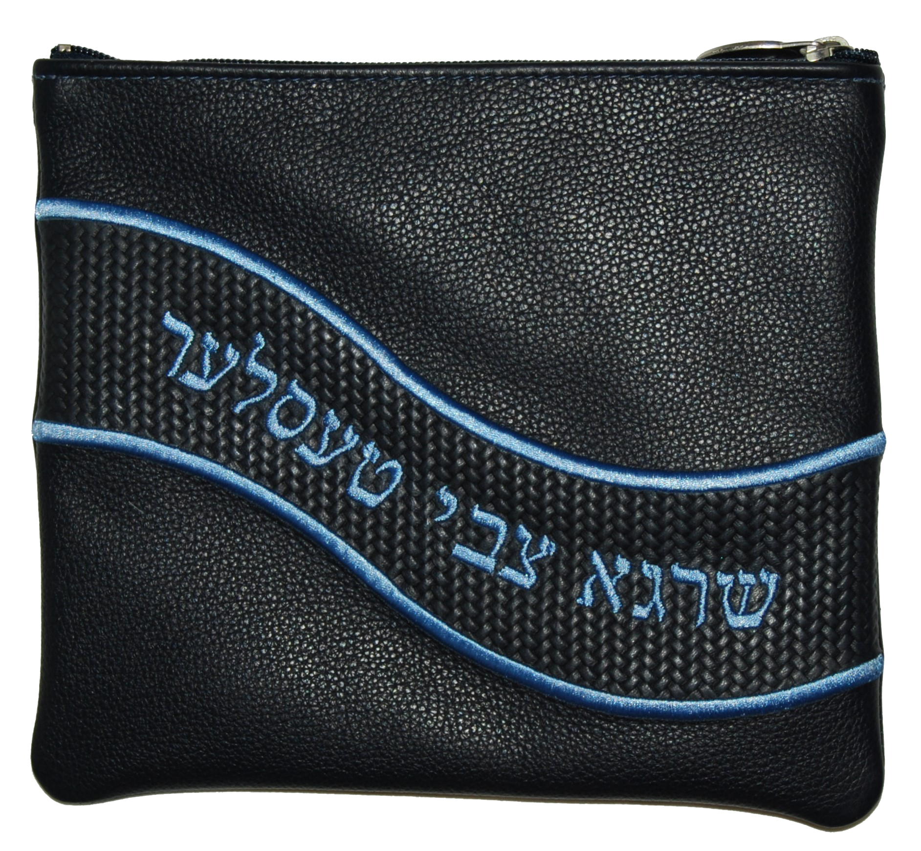 Prestige Leather Tallit & Tefillin Bag — Geometric & Wave Design, Exclusive Collection (725G-NV3)