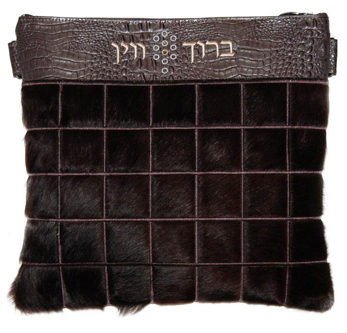 Prestige Croc Tallit & Tefillin Bag — Geometric & Croc Design, Premier Collection (730I-BR)
