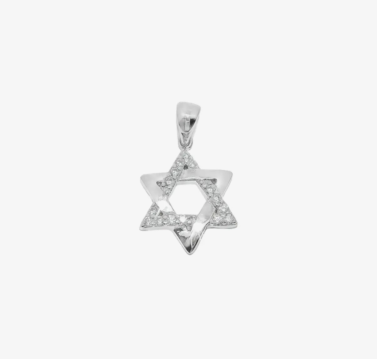 Interwoven sterling Star of David pendant lined with cubic zirconia | Judaica Square Lakewood (view 8)