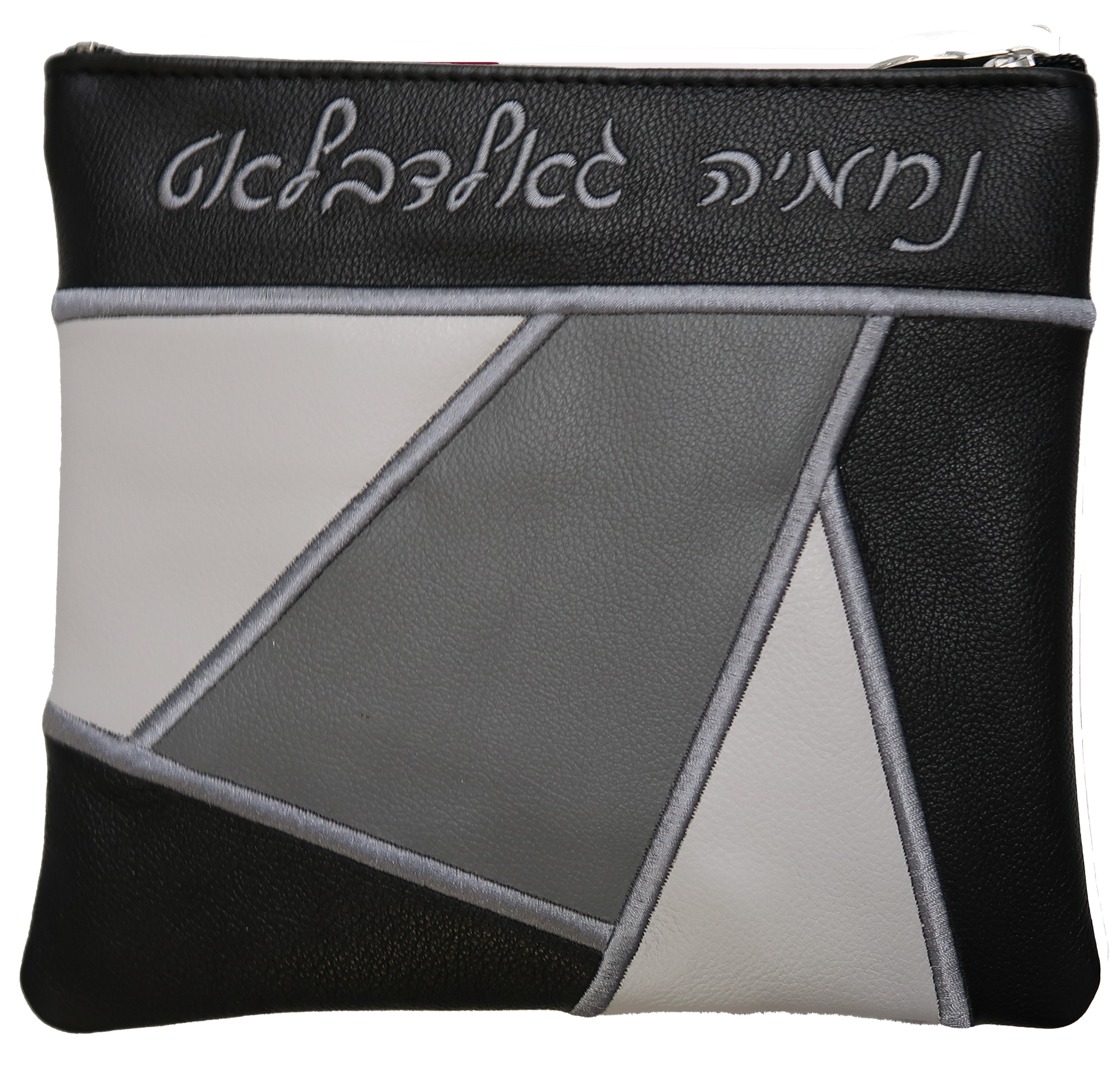Prestige Leather Tallit & Tefillin Bag — Geometric Design, Premier Collection (740I-BK5)