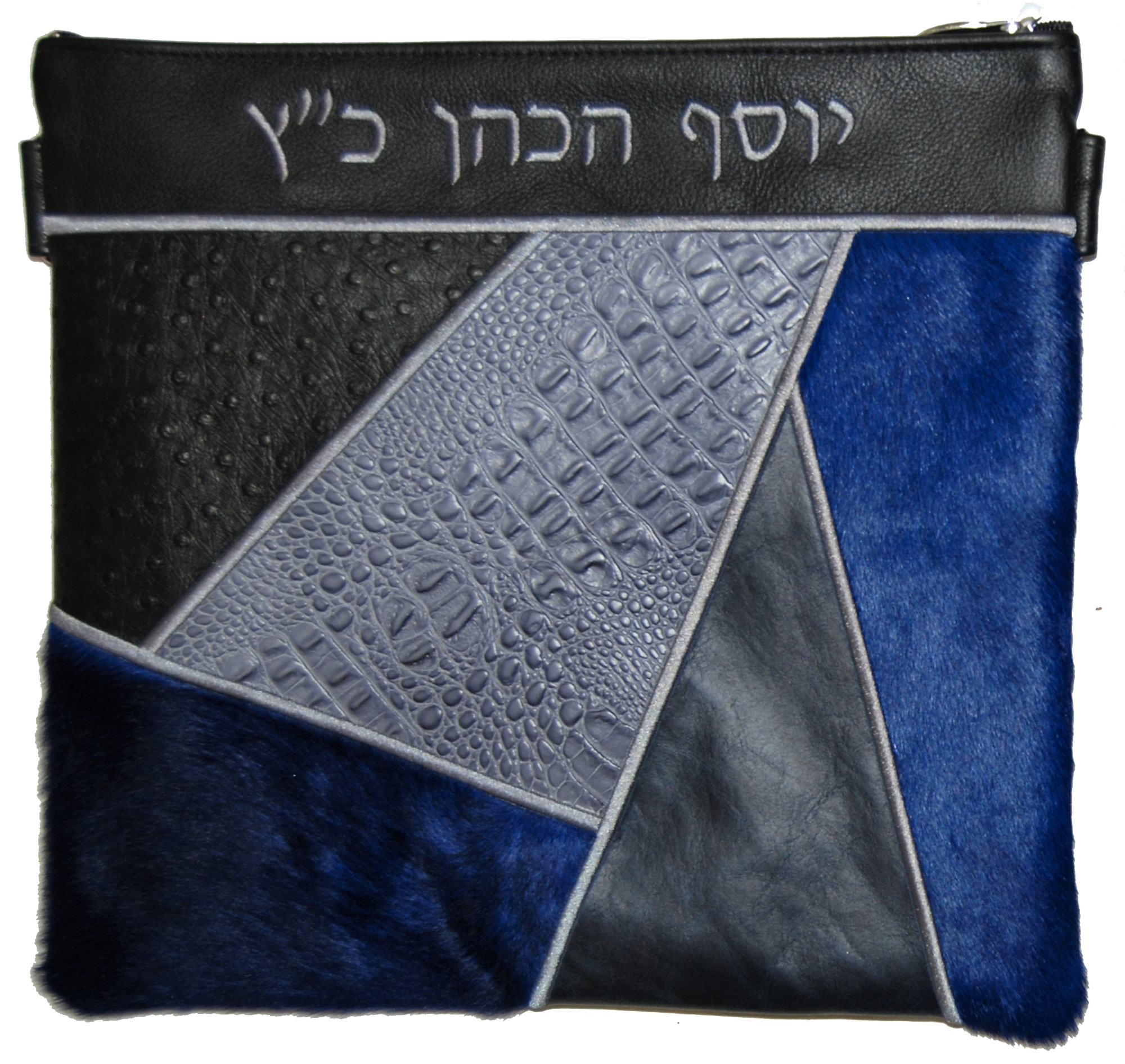 Prestige Ostrich Tallit & Tefillin Bag — Geometric & Ostrich Design, Premier Collection (740I-NV13)
