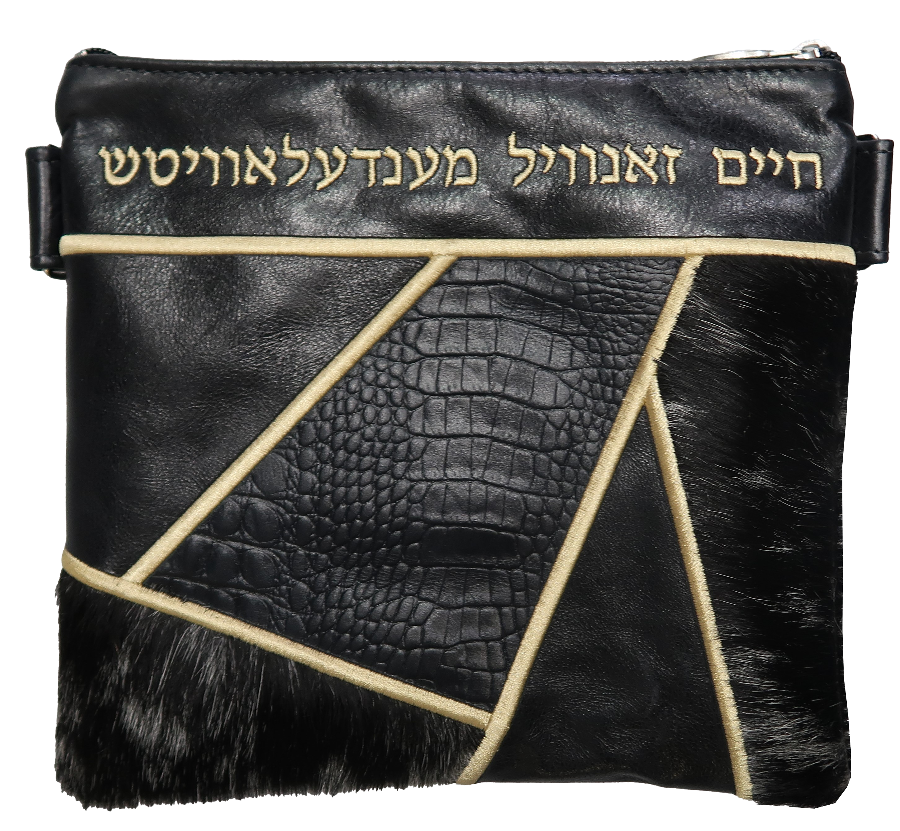 Prestige Croc Tallit & Tefillin Bag — Geometric & Croc Design, Premier Collection (740I-BK2)