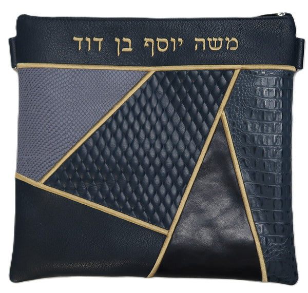 Prestige Croc Tallit & Tefillin Bag — Geometric & Diamond Design, Premier Collection (740I-NV3)