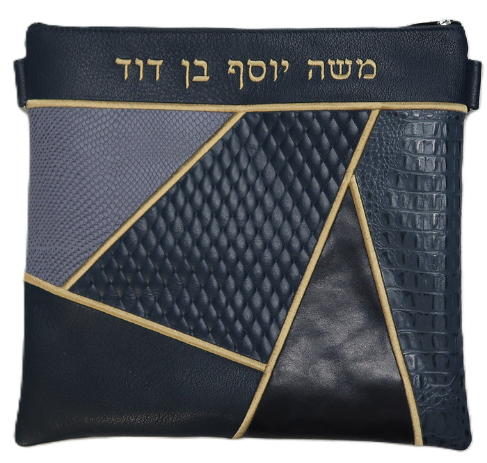 Prestige Croc Tallit & Tefillin Bag — Geometric & Diamond Design, Premier Collection (740I-NV3)