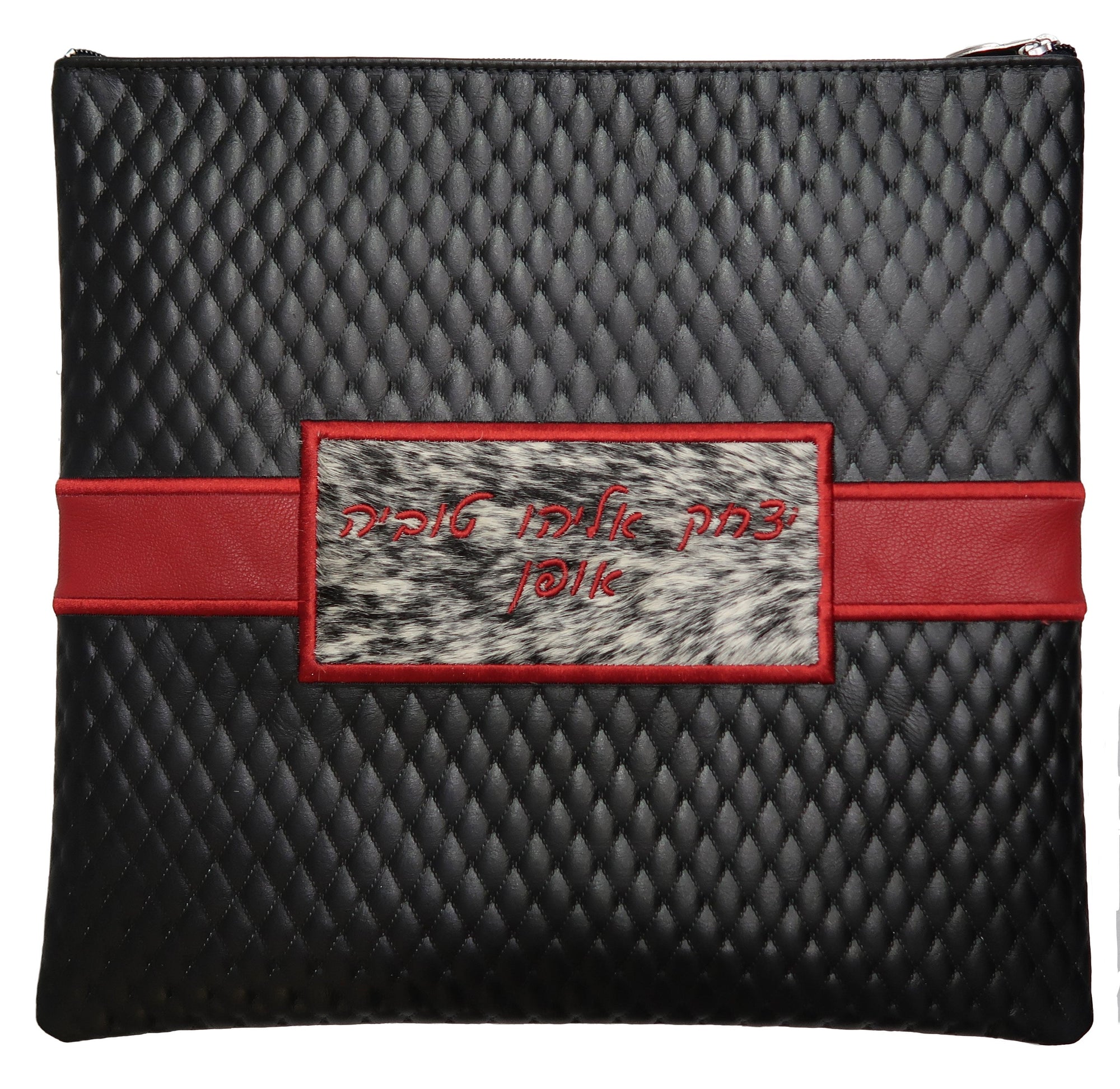 Prestige Leather Tallit & Tefillin Bag — Geometric Design, Exclusive Collection (750G-BK4)