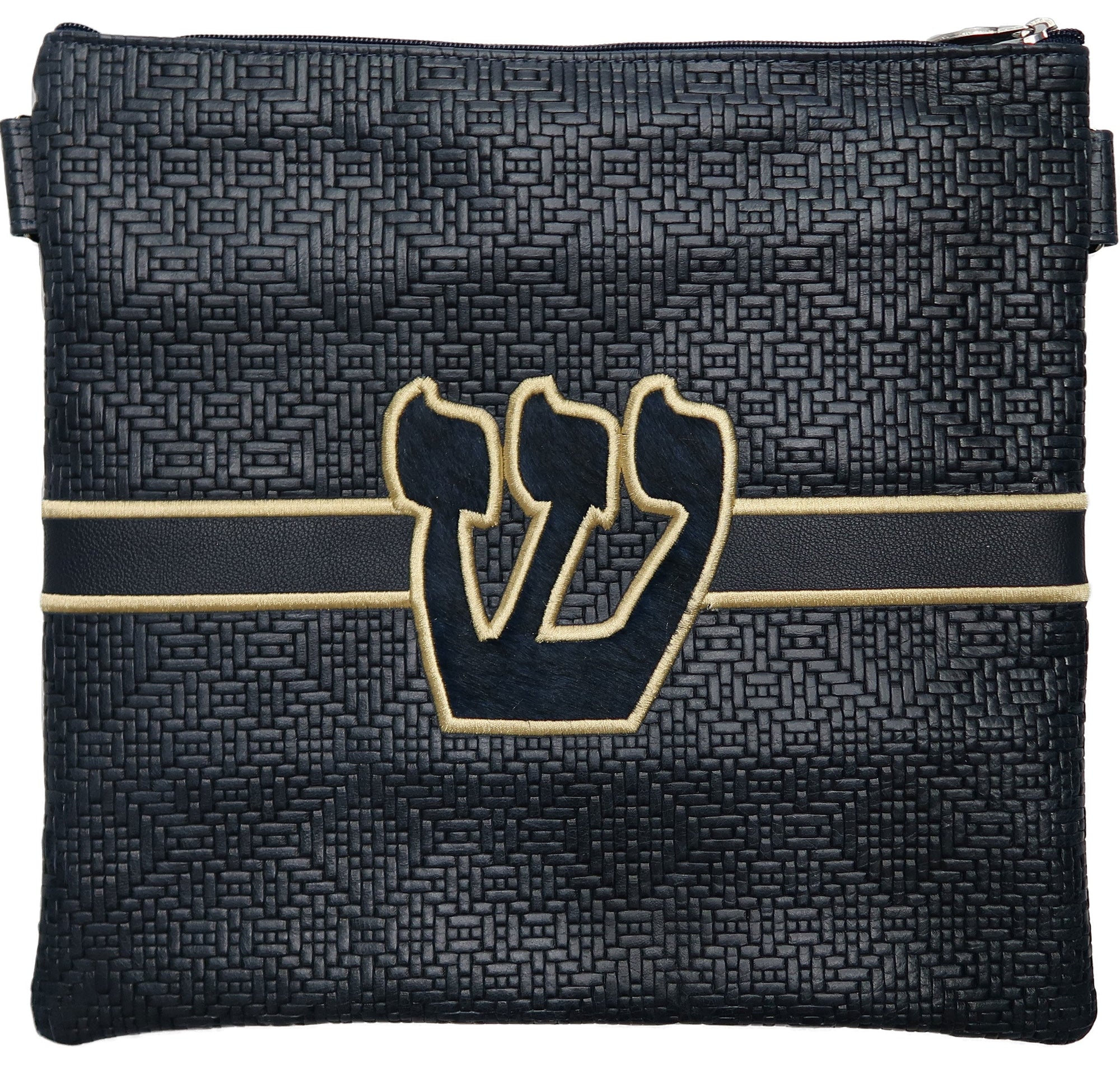 Prestige Leather Tallit & Tefillin Bag — Geometric & Crown Design, Supreme Collection (750H-NV2)