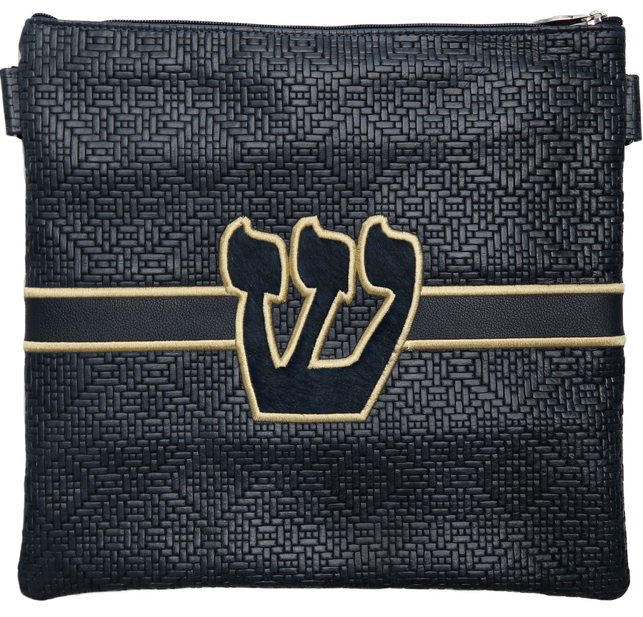 Personalization preview — Leather Tallit & Tefillin Bag — Geometric & Crown Design, Supreme Collection