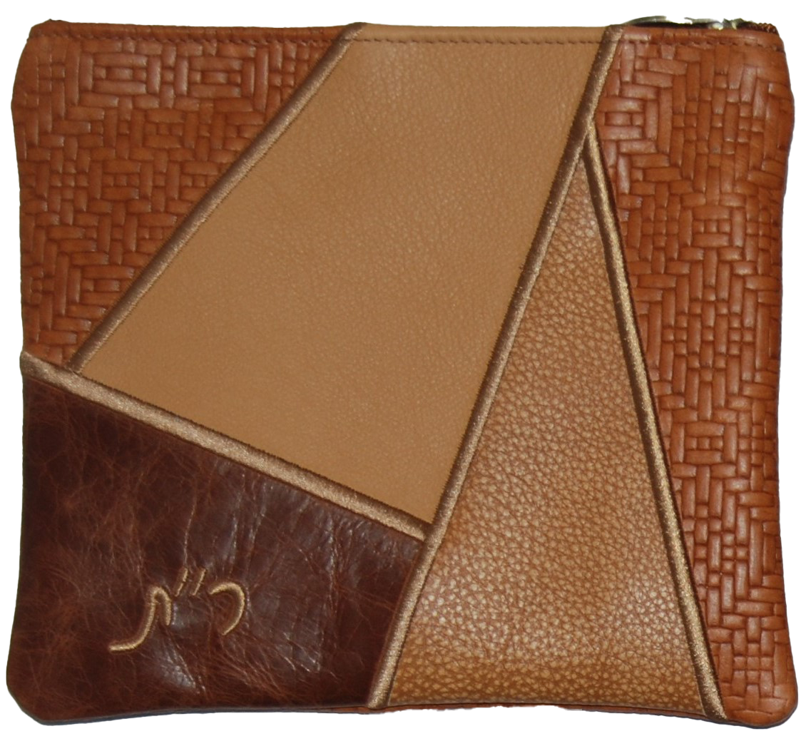 Prestige Leather Tallit & Tefillin Bag — Geometric Design, Premier Collection (755I-TN2)