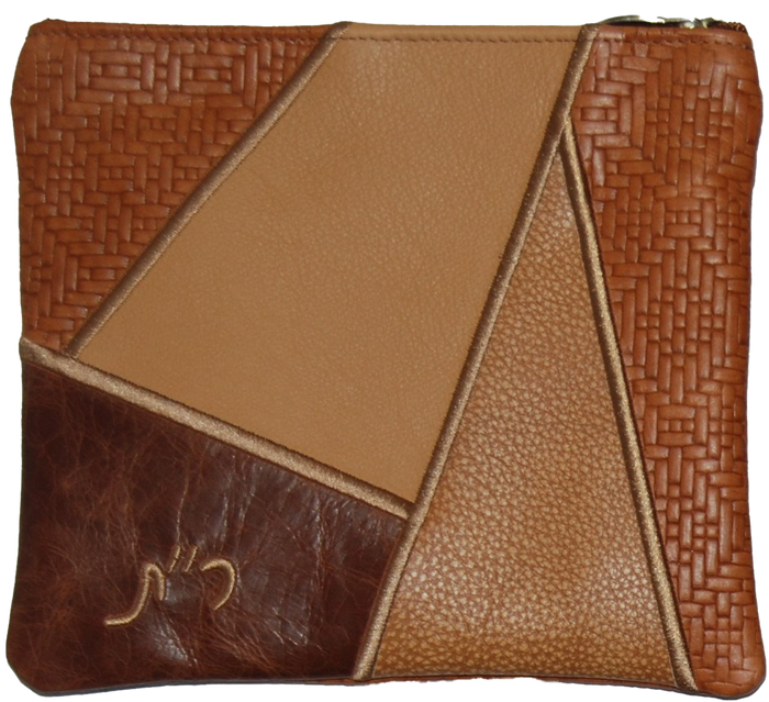 Prestige Leather Tallit & Tefillin Bag — Geometric Design, Premier Collection (755I-TN2)