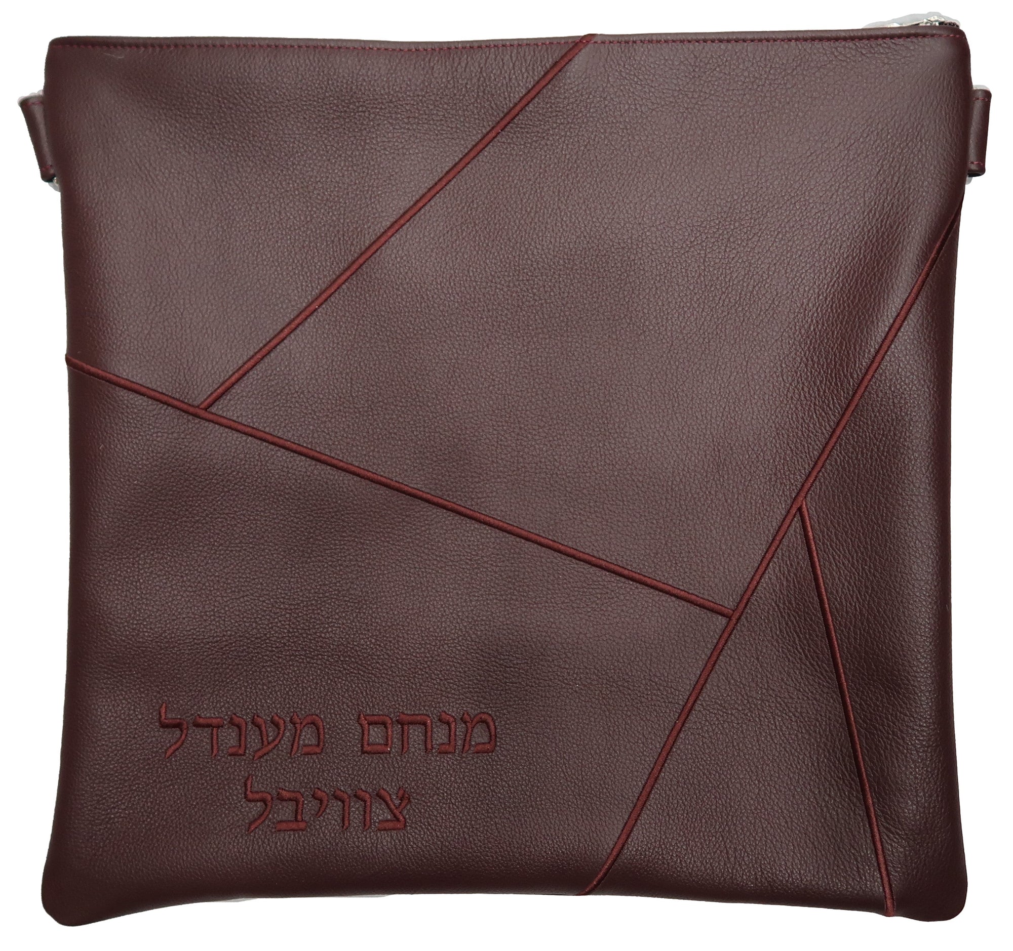 Prestige Leather Tallit & Tefillin Bag — Geometric Design, Prestige Collection (755D-BG)