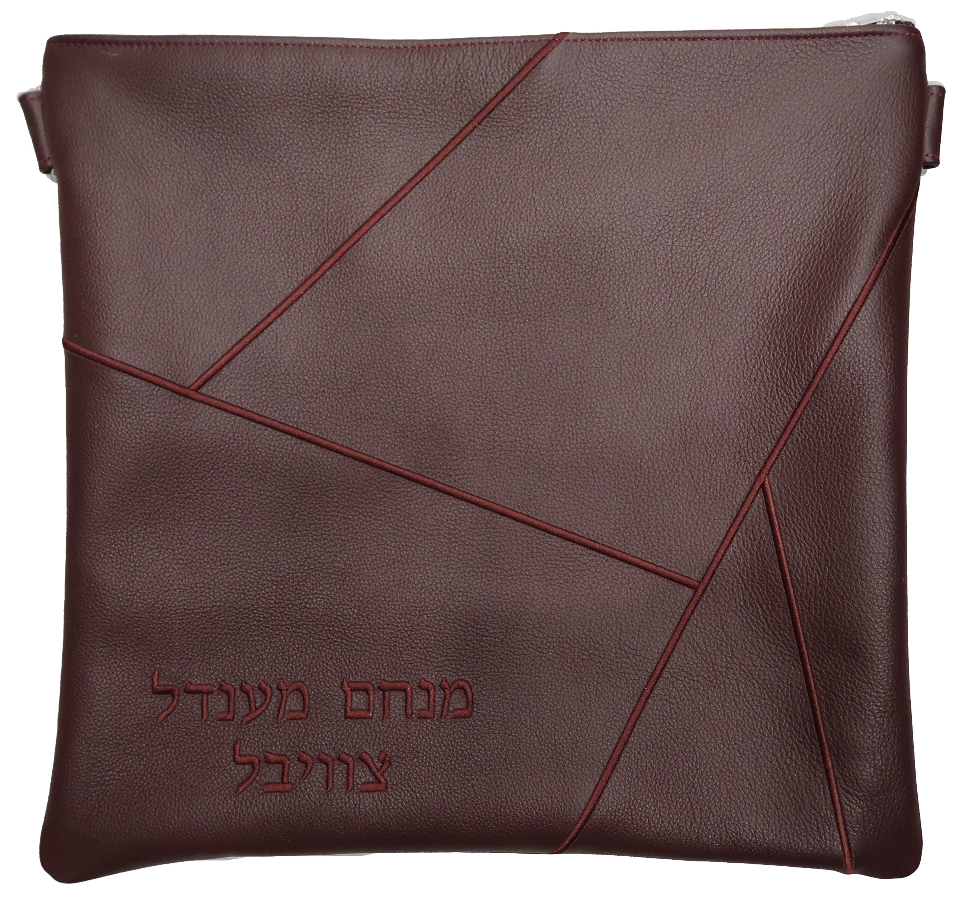 Prestige Leather Tallit & Tefillin Bag — Geometric Design, Prestige Collection (755D-BG)