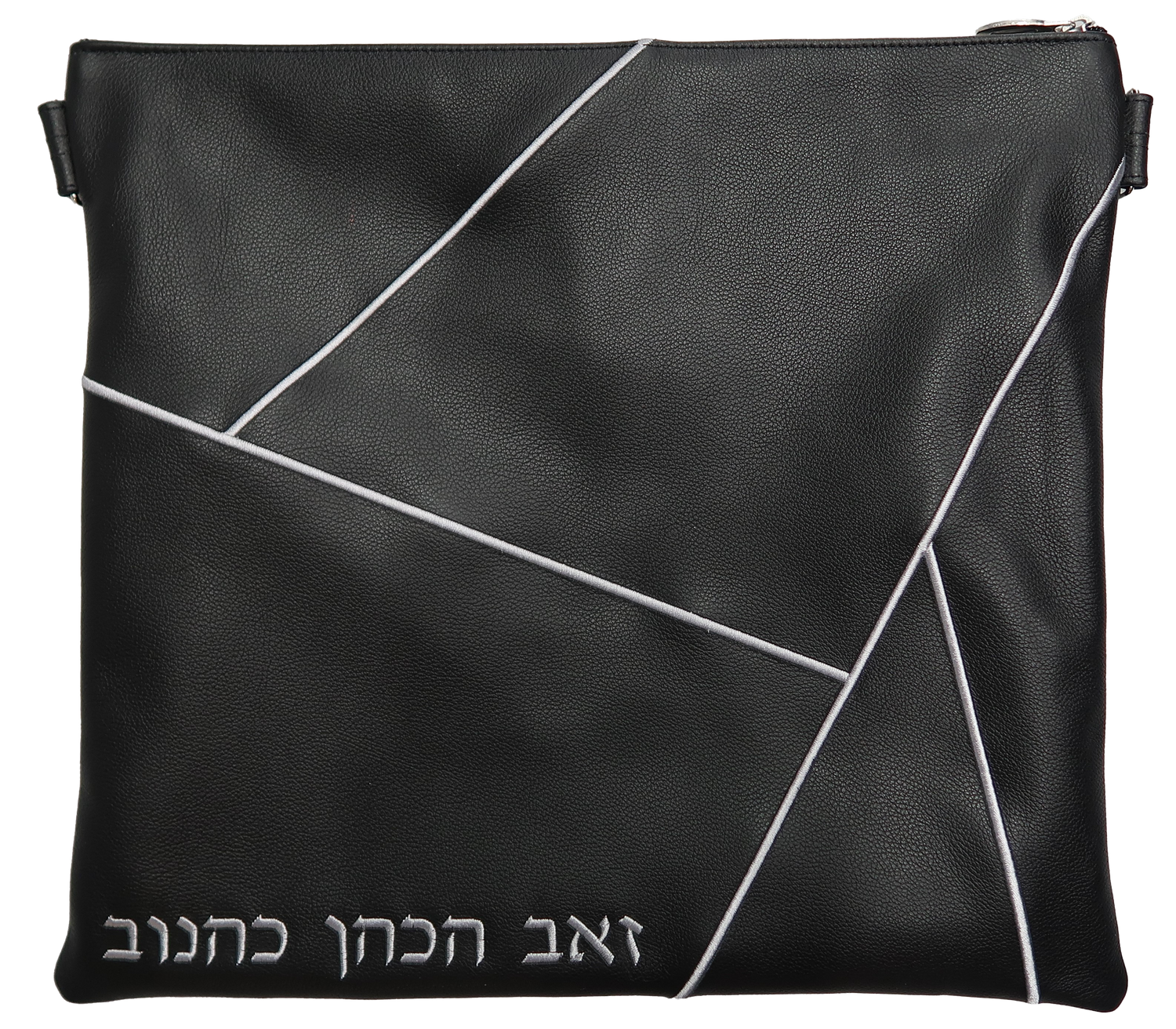 Prestige Leather Tallit & Tefillin Bag — Geometric Design, Prestige Collection (755D-BK)