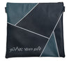 Prestige Leather Tallit & Tefillin Bag — Geometric & Colorblock Design, Regal Collection (755F-NV3)