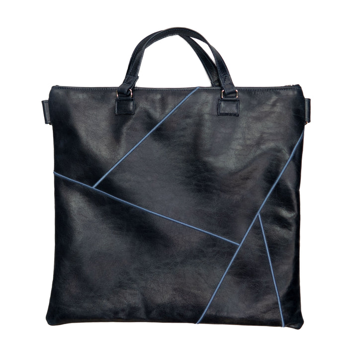 Prestige Leather Tallit & Tefillin Bag — Geometric Design, Exclusive Collection (755G-NV2)