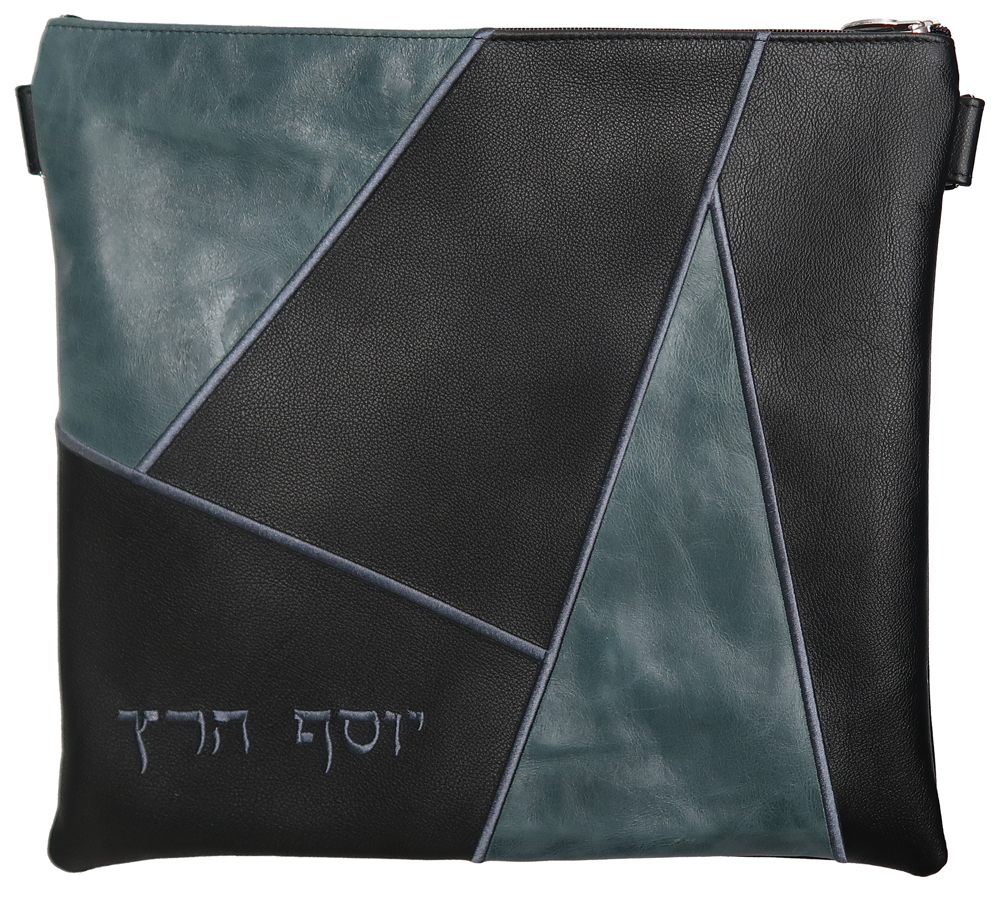Prestige Leather Tallit & Tefillin Bag — Geometric & Crown Design, Premier Collection (755I-BK2)