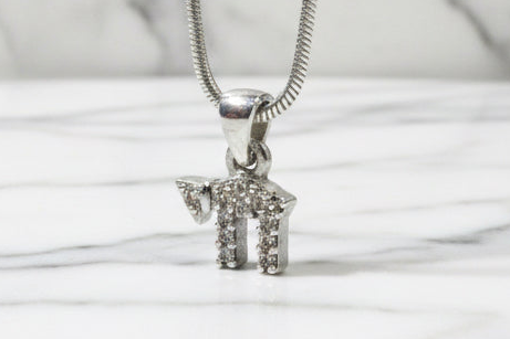 Cubic zirconia chai necklace — sparkling vintage sterling charm | Judaica Square Lakewood (view 4)