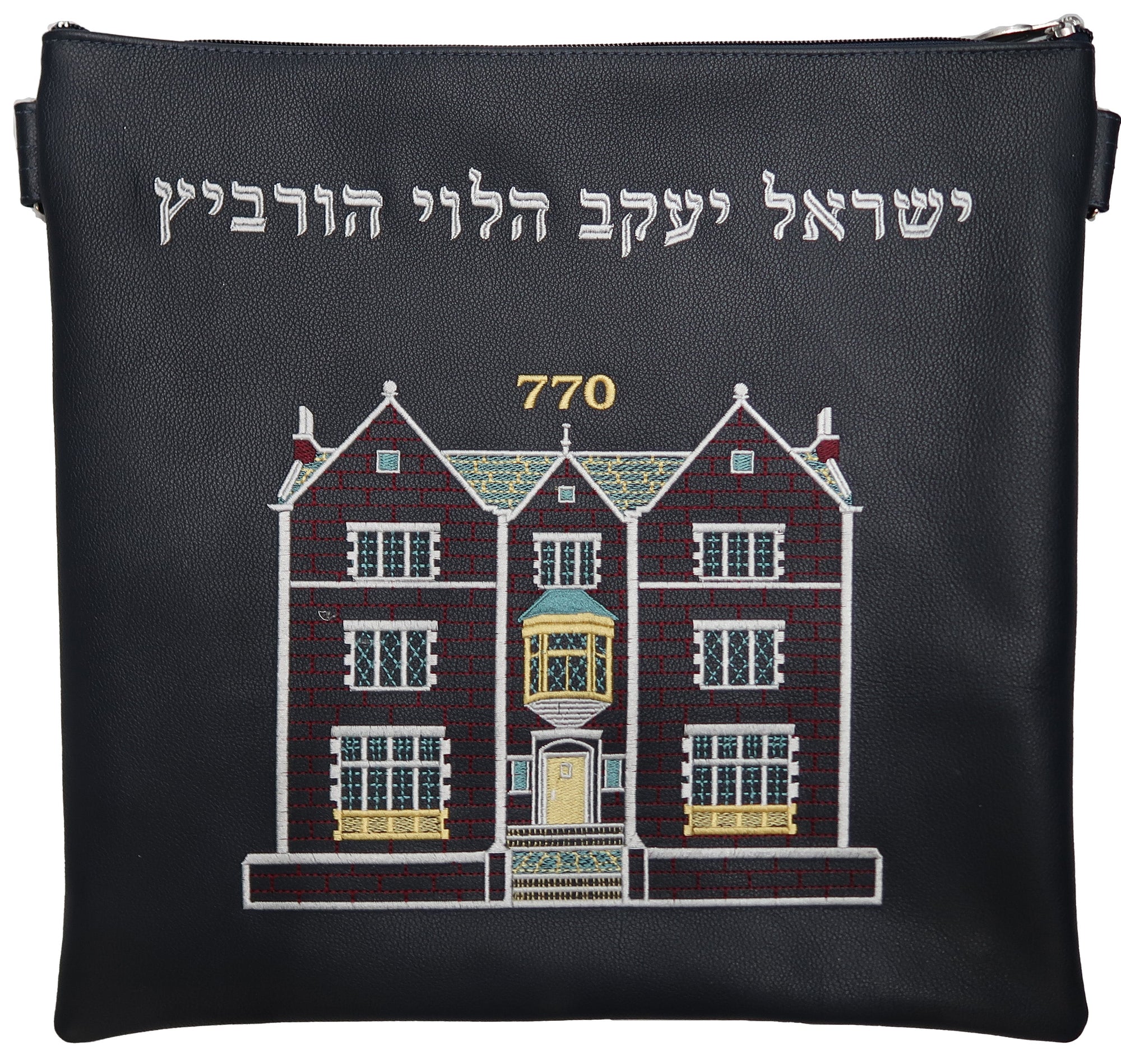 Prestige Leather Tallit & Tefillin Bag — 770 Design, Classic Collection (770B-BK)