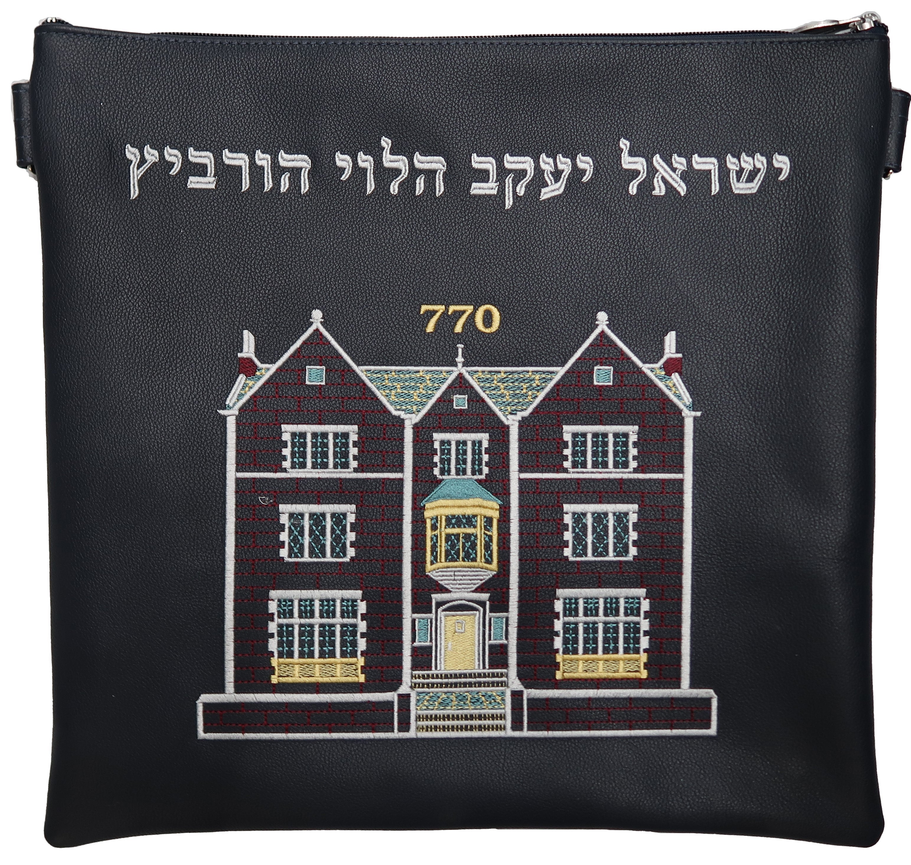 Prestige Leather Tallit & Tefillin Bag — 770 Design, Classic Collection (770B-BK)
