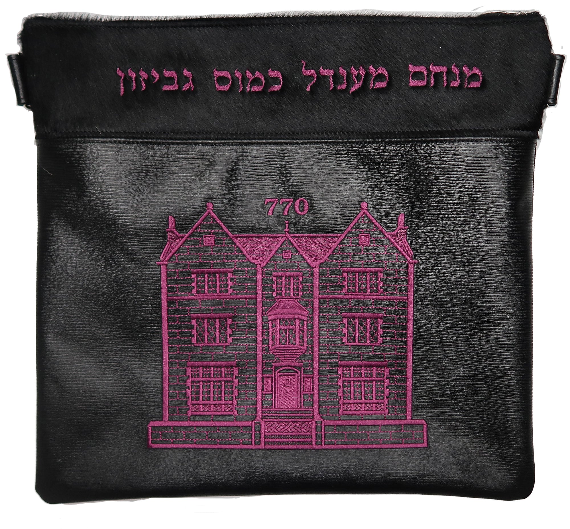 Prestige Leather Tallit & Tefillin Bag — 770 Design, Exclusive Collection (770G-BK4)