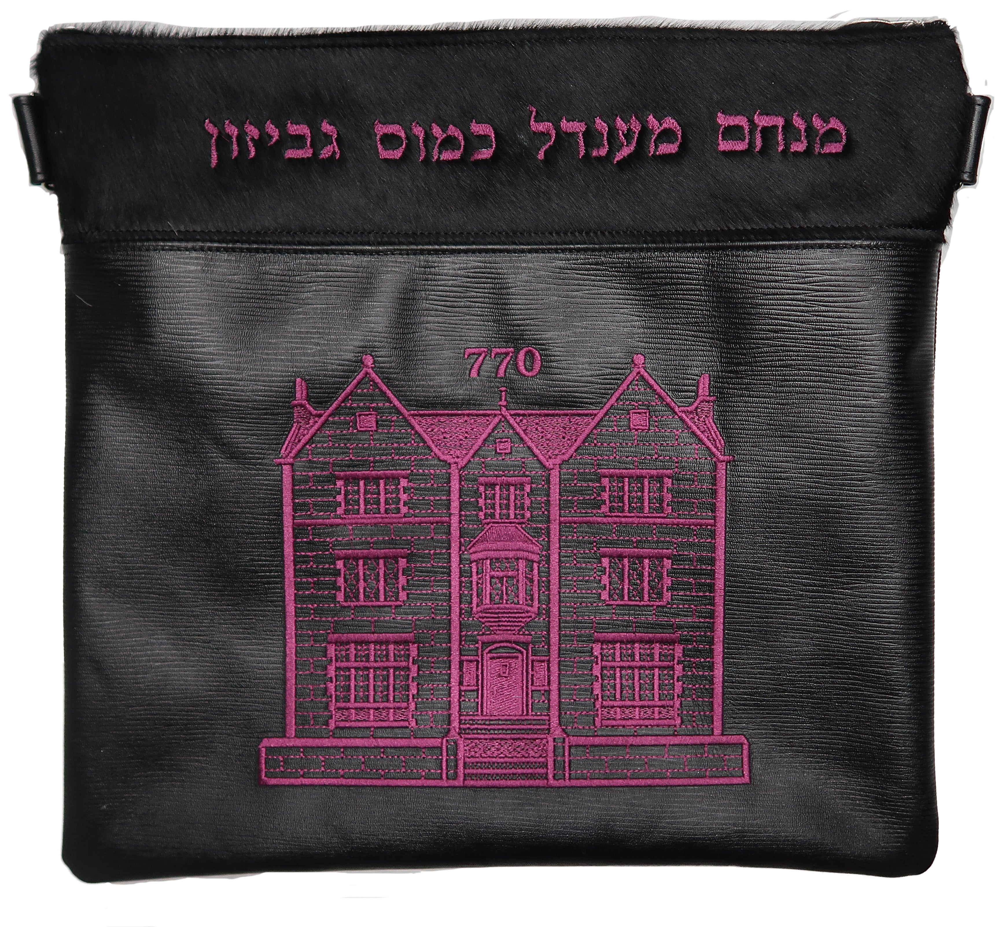 Prestige Leather Tallit & Tefillin Bag — 770 Design, Exclusive Collection (770G-BK4)