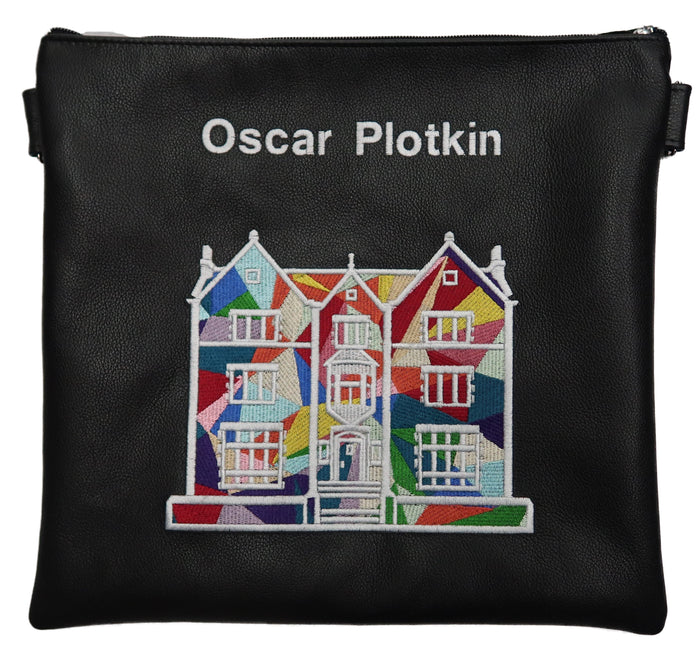 Prestige Leather Tallit & Tefillin Bag — Geometric & 770 Design, Imperial Collection (770J-BK5)