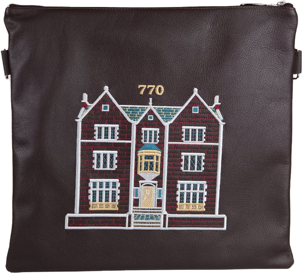 Prestige Leather Tallit & Tefillin Bag — 770 Design, Classic Collection (770B-BR2)