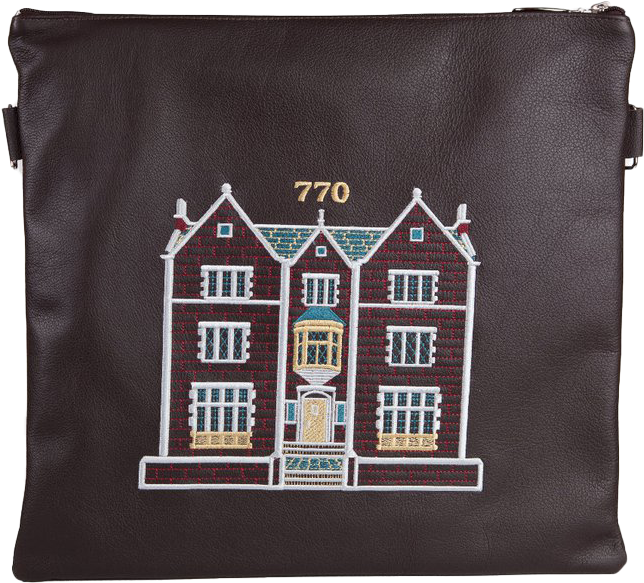 Prestige Leather Tallit & Tefillin Bag — 770 Design, Classic Collection (770B-BR2)