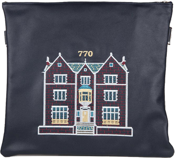 Prestige Leather Tallit & Tefillin Bag — 770 Design, Classic Collection (770B-NV)