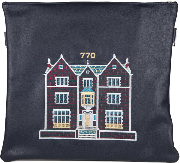 Prestige Leather Tallit & Tefillin Bag — 770 Design, Classic Collection (770B-NV)