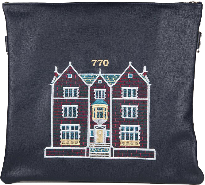 Prestige Leather Tallit & Tefillin Bag — 770 Design, Classic Collection (770B-NV)