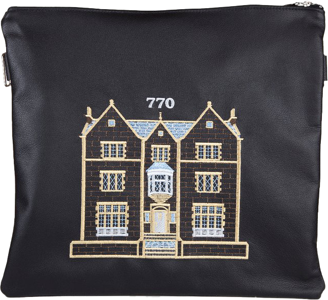Prestige Leather Tallit & Tefillin Bag — 770 Design, Classic Collection (770B-BK7)