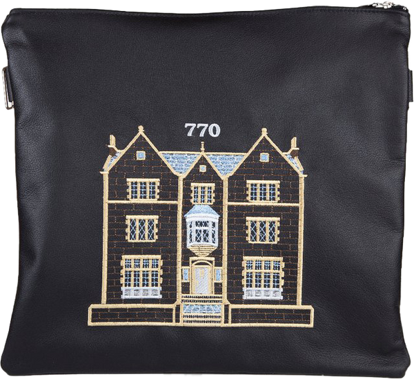 Prestige Leather Tallit & Tefillin Bag — 770 Design, Classic Collection (770B-BK7)